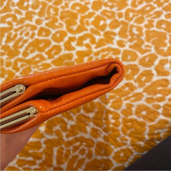EUC Hobo International Lauren Wallet Patent Leather Orange & Gold - Picture 8 of 9